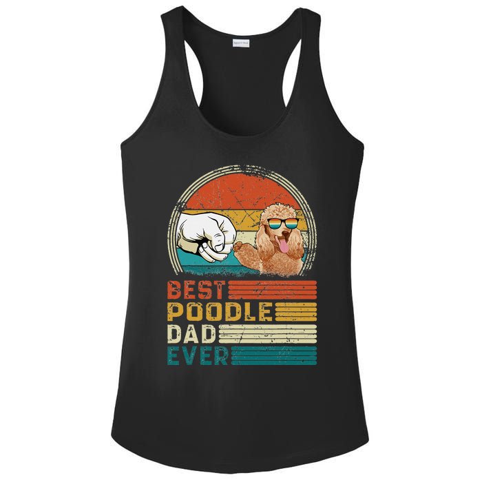 Vintage Best Poodle Dad Ever Funny Puppy Poodle Dog Lover Ladies PosiCharge Competitor Racerback Tank