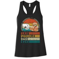 Vintage Best Poodle Dad Ever Funny Puppy Poodle Dog Lover Women's Racerback Tank