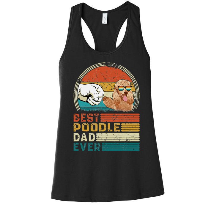 Vintage Best Poodle Dad Ever Funny Puppy Poodle Dog Lover Women's Racerback Tank