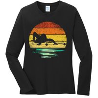 Vintage Billiards Pool Retro Sunset Billiards Ladies Long Sleeve Shirt