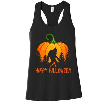 Vintage Bigfoot Pumpkin Halloween Women's Racerback Tank