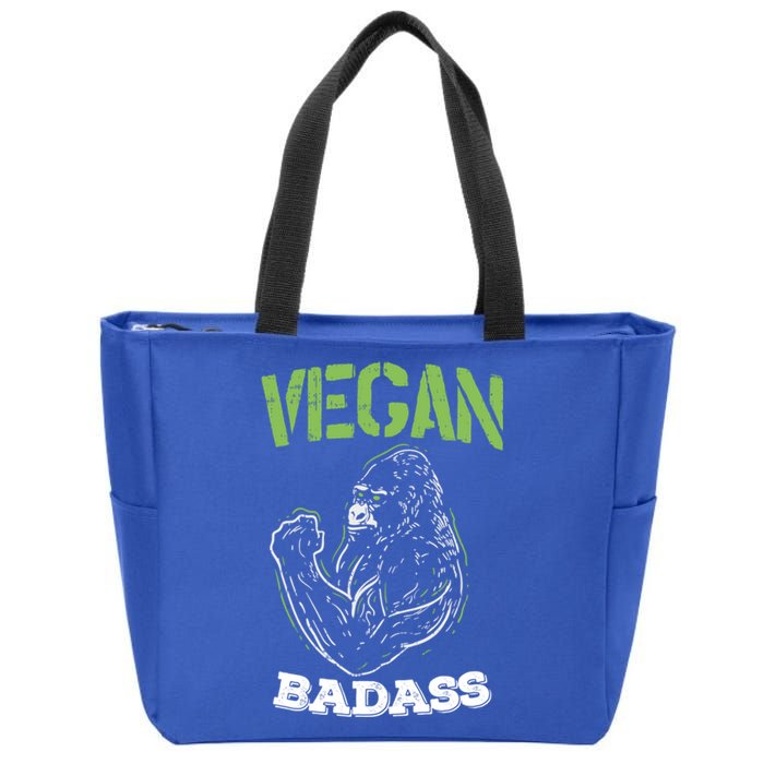 Vegan Badass Plant Powered Muscle Veggie Go Green Fitness Gift Zip Tote Bag