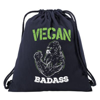 Vegan Badass Plant Powered Muscle Veggie Go Green Fitness Gift Drawstring Bag