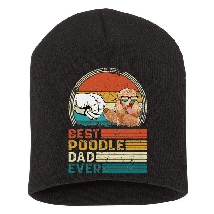 Vintage Best Poodle Dad Ever Funny Puppy Poodle Dog Lover Short Acrylic Beanie