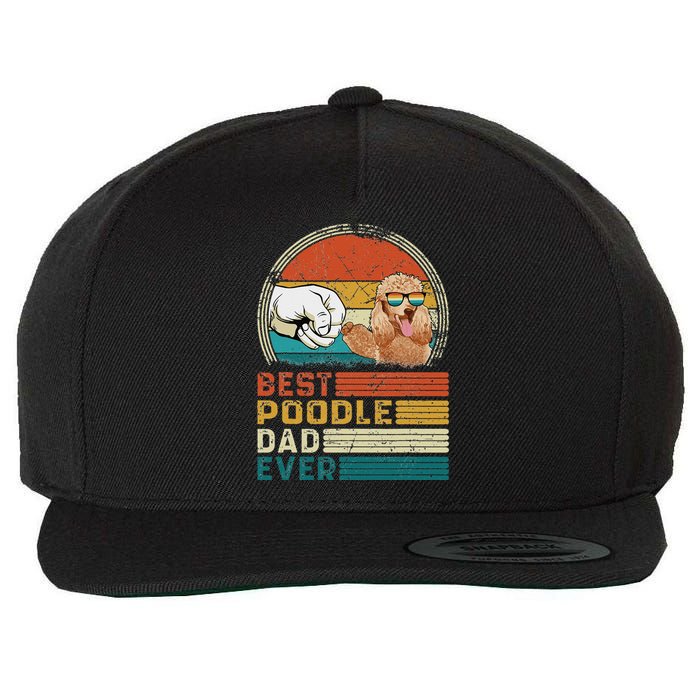 Vintage Best Poodle Dad Ever Funny Puppy Poodle Dog Lover Wool Snapback Cap