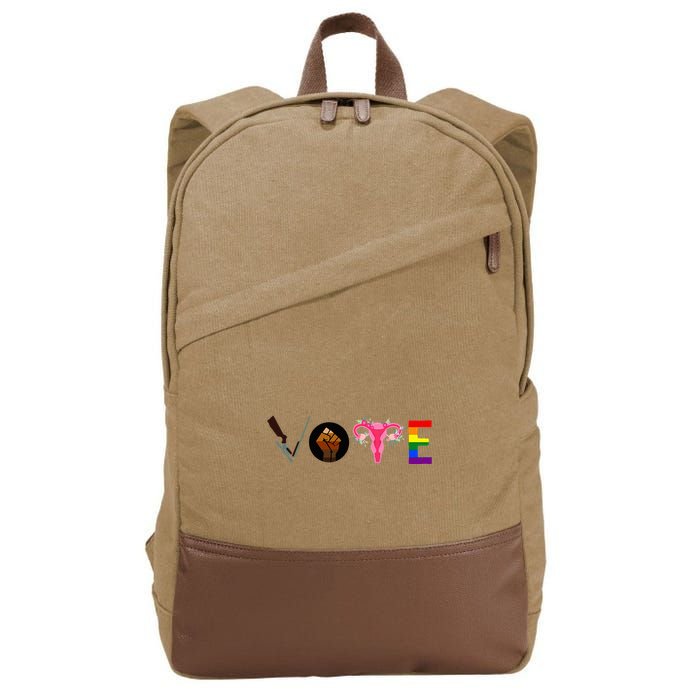 Vote Blm P.R.O C.H.O.I.C.E Gun Lgbtq+ Cotton Canvas Backpack