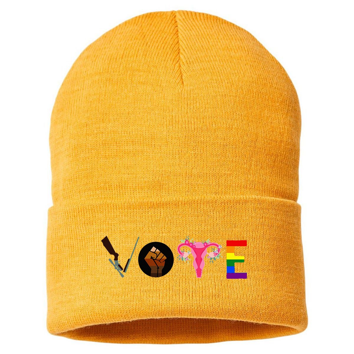 Vote Blm P.R.O C.H.O.I.C.E Gun Lgbtq+ Sustainable Knit Beanie