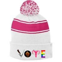 Vote Blm P.R.O C.H.O.I.C.E Gun Lgbtq+ Stripe Pom Pom Beanie