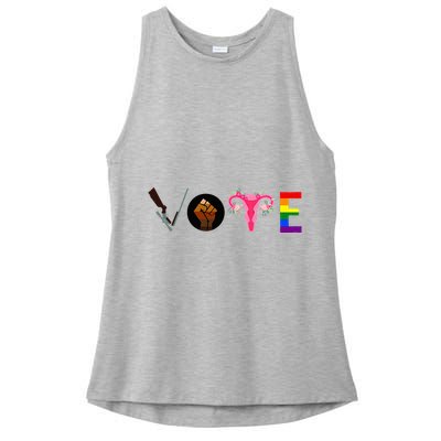 Vote Blm P.R.O C.H.O.I.C.E Gun Lgbtq+ Ladies PosiCharge Tri-Blend Wicking Tank