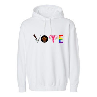 Vote Blm P.R.O C.H.O.I.C.E Gun Lgbtq+ Garment-Dyed Fleece Hoodie