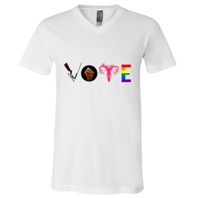 Vote Blm P.R.O C.H.O.I.C.E Gun Lgbtq+ V-Neck T-Shirt