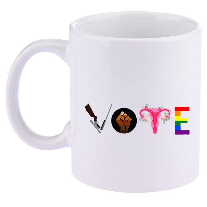 Vote Blm P.R.O C.H.O.I.C.E Gun Lgbtq+ 11oz C Handle Ceramic Mug