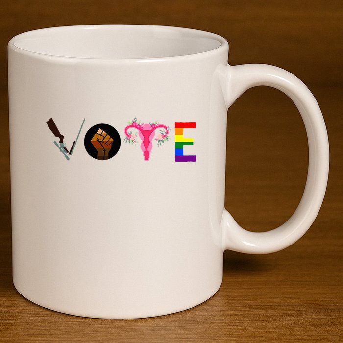 Vote Blm P.R.O C.H.O.I.C.E Gun Lgbtq+ 11oz C Handle Ceramic Mug