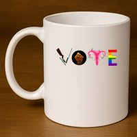 Vote Blm P.R.O C.H.O.I.C.E Gun Lgbtq+ 11oz C Handle Ceramic Mug