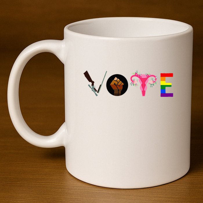 Vote Blm P.R.O C.H.O.I.C.E Gun Lgbtq+ 11oz C Handle Ceramic Mug