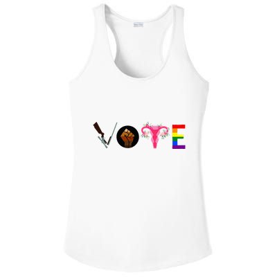 Vote Blm P.R.O C.H.O.I.C.E Gun Lgbtq+ Ladies PosiCharge Competitor Racerback Tank