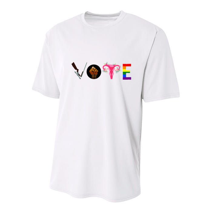 Vote Blm P.R.O C.H.O.I.C.E Gun Lgbtq+ Youth Performance Sprint T-Shirt