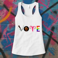 Vote Blm P.R.O C.H.O.I.C.E Gun Lgbtq+ Womens Tank Top