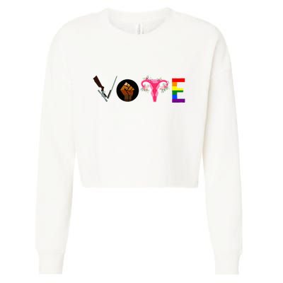 Vote Blm P.R.O C.H.O.I.C.E Gun Lgbtq+ Cropped Pullover Crew