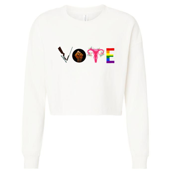 Vote Blm P.R.O C.H.O.I.C.E Gun Lgbtq+ Cropped Pullover Crew