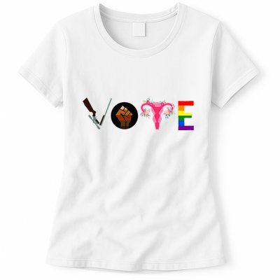 Vote Blm P.R.O C.H.O.I.C.E Gun Lgbtq+ Womens T-Shirt