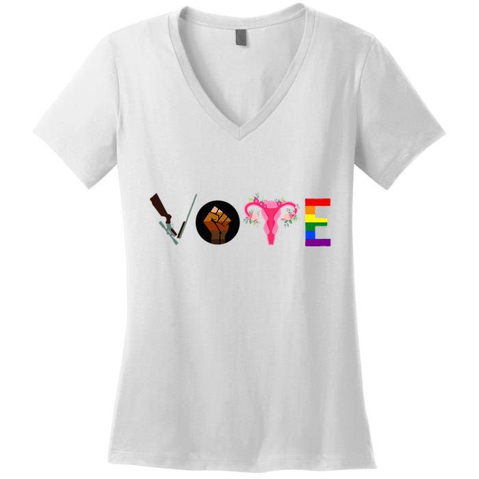 Vote Blm P.R.O C.H.O.I.C.E Gun Lgbtq+ Women's V-Neck T-Shirt