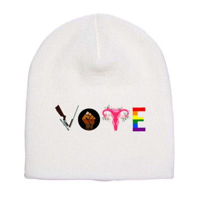 Vote Blm P.R.O C.H.O.I.C.E Gun Lgbtq+ Short Acrylic Beanie