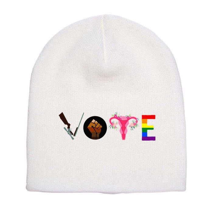 Vote Blm P.R.O C.H.O.I.C.E Gun Lgbtq+ Short Acrylic Beanie
