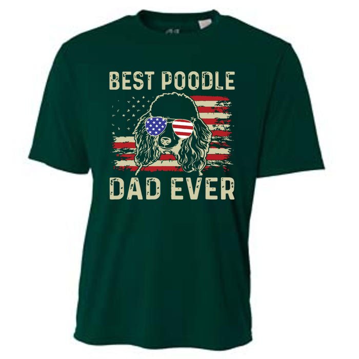 Vintage Best Poodle Dad Ever Dog Lover Tees Fathers Day Cooling Performance Crew T-Shirt