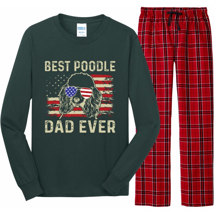 Vintage Best Poodle Dad Ever Dog Lover Tees Fathers Day Long Sleeve Pajama Set