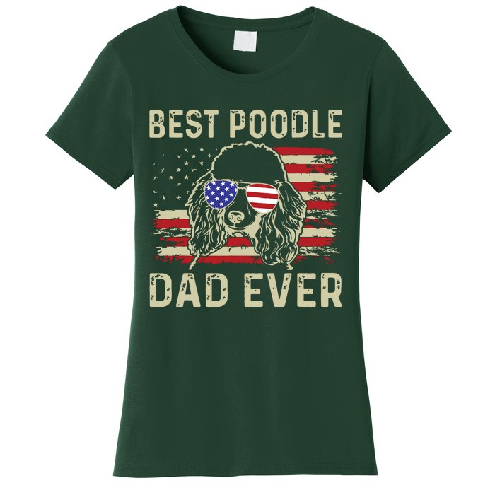 Vintage Best Poodle Dad Ever Dog Lover Tees Fathers Day Women's T-Shirt