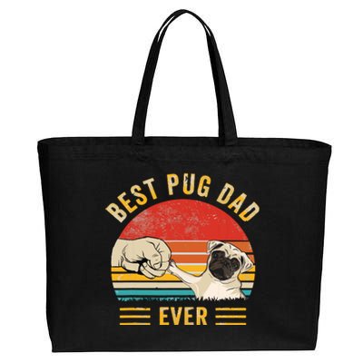 Vintage Best Pug Dad Ever Pug Lover Fathers Day Cotton Canvas Jumbo Tote