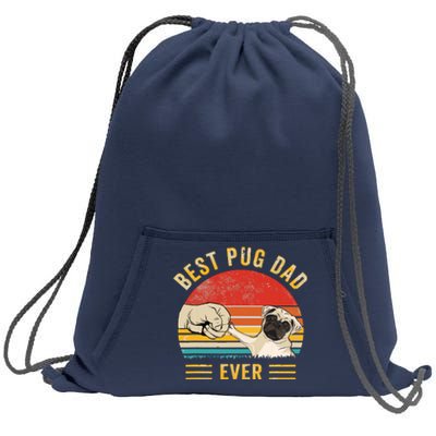 Vintage Best Pug Dad Ever Pug Lover Fathers Day Sweatshirt Cinch Pack Bag