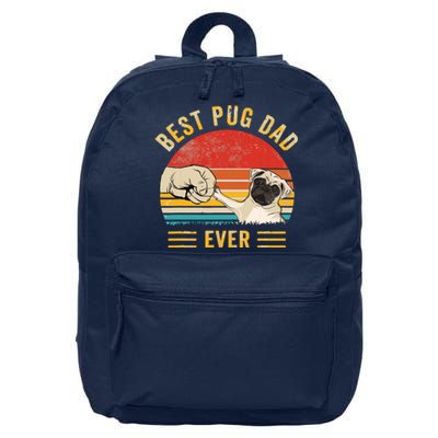 Vintage Best Pug Dad Ever Pug Lover Fathers Day 16 in Basic Backpack