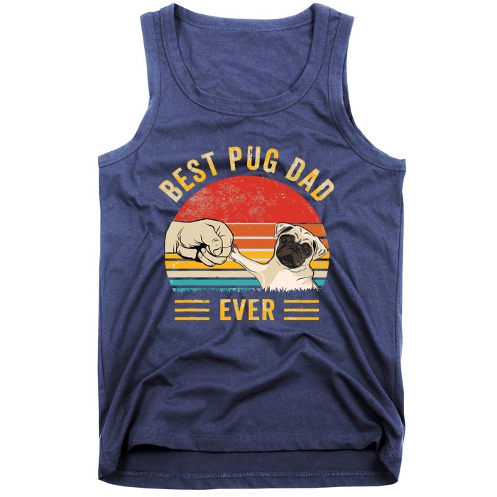 Vintage Best Pug Dad Ever Pug Lover Fathers Day Tank Top