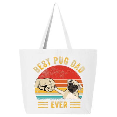 Vintage Best Pug Dad Ever Pug Lover Fathers Day 25L Jumbo Tote