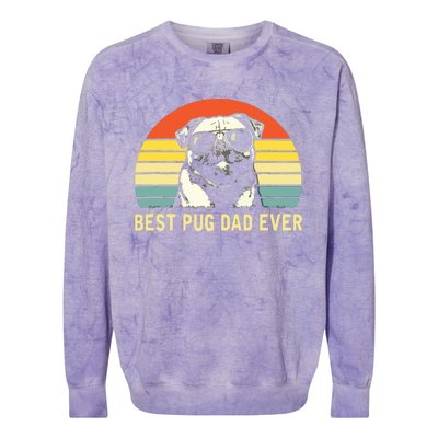 Vintage Best Pug Dad Ever Pug Lover Fathers Day Colorblast Crewneck Sweatshirt