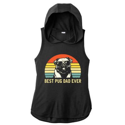 Vintage Best Pug Dad Ever Pug Lover Fathers Day Ladies PosiCharge Tri-Blend Wicking Draft Hoodie Tank