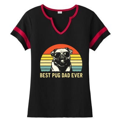 Vintage Best Pug Dad Ever Pug Lover Fathers Day Ladies Halftime Notch Neck Tee