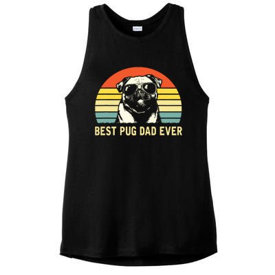 Vintage Best Pug Dad Ever Pug Lover Fathers Day Ladies PosiCharge Tri-Blend Wicking Tank