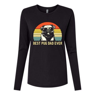 Vintage Best Pug Dad Ever Pug Lover Fathers Day Womens Cotton Relaxed Long Sleeve T-Shirt