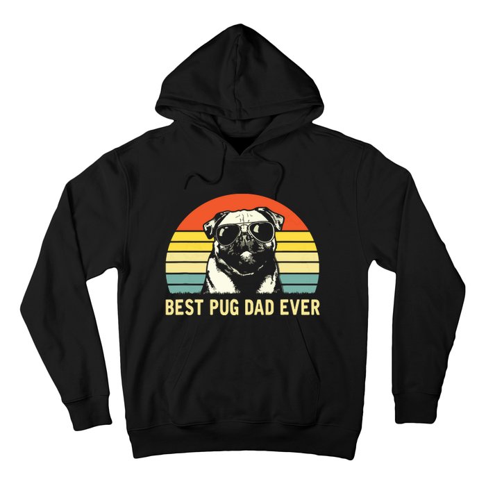 Vintage Best Pug Dad Ever Pug Lover Fathers Day Hoodie