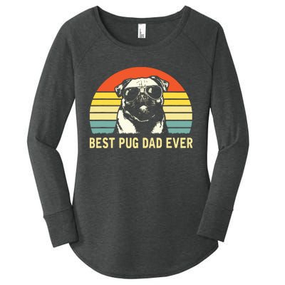 Vintage Best Pug Dad Ever Pug Lover Fathers Day Women's Perfect Tri Tunic Long Sleeve Shirt