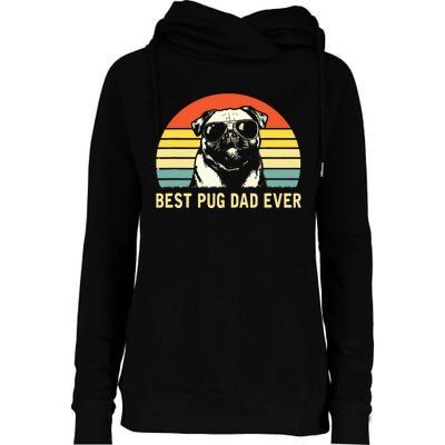 Vintage Best Pug Dad Ever Pug Lover Fathers Day Womens Funnel Neck Pullover Hood