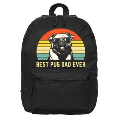 Vintage Best Pug Dad Ever Pug Lover Fathers Day 16 in Basic Backpack