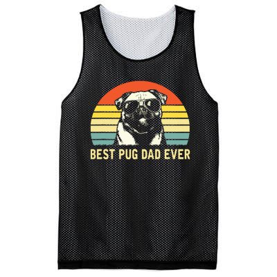 Vintage Best Pug Dad Ever Pug Lover Fathers Day Mesh Reversible Basketball Jersey Tank