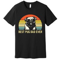 Vintage Best Pug Dad Ever Pug Lover Fathers Day Premium T-Shirt