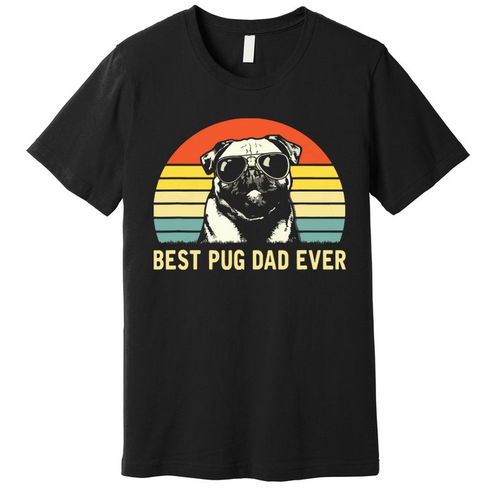 Vintage Best Pug Dad Ever Pug Lover Fathers Day Premium T-Shirt