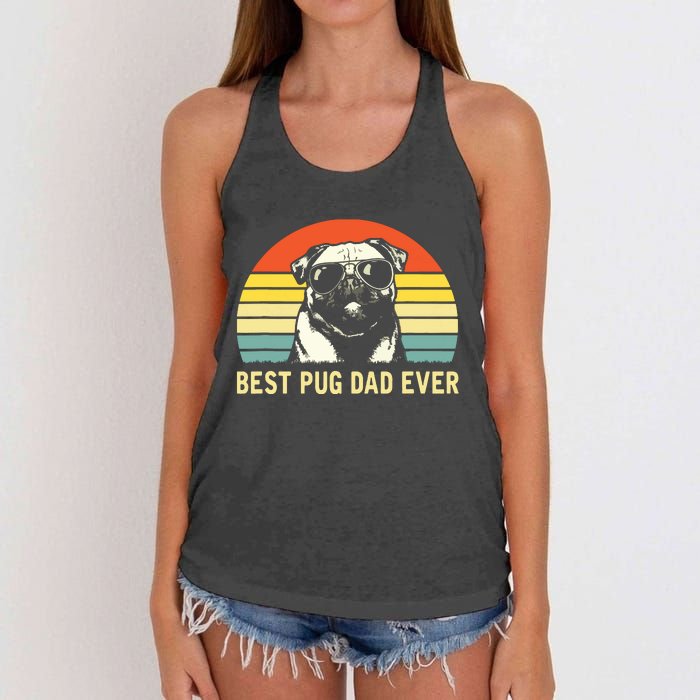 Vintage Best Pug Dad Ever Pug Lover Fathers Day Women's Knotted Racerback Tank