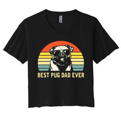 Vintage Best Pug Dad Ever Pug Lover Fathers Day Women's Crop Top Tee